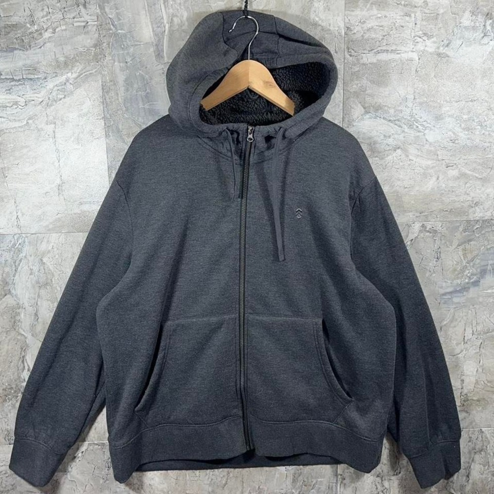Free Country thick fleece lined grey zip up hoodie Mens Size XXL #outdoor